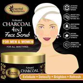 Benefit1 - Oriental Botanics Activated Charcoal 4 IN 1 Face Scrub,  100 g  Exfoliate, Detoxify, Brighten & Refresh 