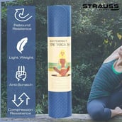 4 - Strauss TPE Eco Friendly Yoga Mat,  Blue  6 mm 