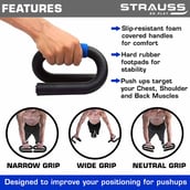 2 - Strauss Power Push up Bar, Black and Blue Free Size