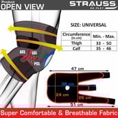 3 - Strauss Adjustable Knee Support Patella, Pair (Black) Free Size