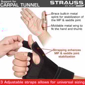 3 - Strauss Thumb Support with Wrist Wrap,  Black  Free Size 