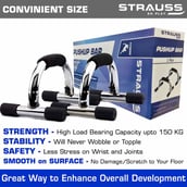 3 - Strauss Push Up Bar,  Black and Silver  Free Size 