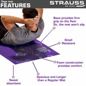 1 - Strauss Yoga Mat (Floral), Blue 4 mm