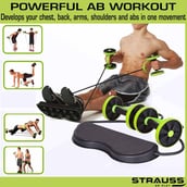 1 - Strauss Ab Exerciser with 6 Levels Resistance,  Green and Black  Free Size 
