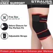 Strauss Adjustable Knee Support,  Black  Free Size 