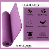 2 - Strauss TPE Eco Friendly Yoga Mat,  Purple  6 mm 
