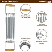 1 - Strauss Chest Expander with 5 Springs,  Silver  Free Size 