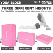 1 - Strauss Yoga Block,  Pink  23x15x7 cm 