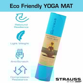 4 - Strauss PE Eco Friendly Yoga Mat, Blue 6 mm