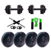 HUSTLE FITNESS Combo 10 kg PVC Plates 14 inches Dumbbell Set for Home Gym