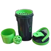 1 - GHC Shaker Bottle with Extra Storage Box,  Green & Black  700 ml 