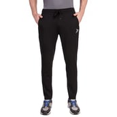 6 - Fitinc Dobby Stretchable Trackpant for Men with Two Zipper Pockets, Black Medium