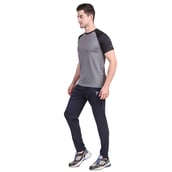 7 - Fitinc Dobby Stretchable Trackpant for Men with Two Zipper Pockets,  Navy Blue  Medium 