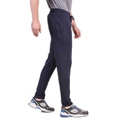 1 - Fitinc Dobby Stretchable Trackpant for Men with Two Zipper Pockets,  Navy Blue  Small 