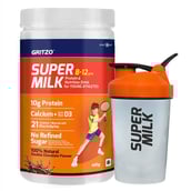 WithShaker - Gritzo Supermilk Young Athletes (8-12 yrs) with Shaker Combo,  400 g  Natural Double Chocolate 