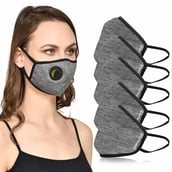 Strauss Unisex Anti-Bacterial Protection Mask with Vent, Small, Grey (Pack of 5)