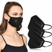 Strauss Unisex Anti-Bacterial Protection Mask with Vent,  Small, Black (Pack of 3) 