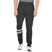 3 - Fitinc Cotton Double Strip Designed Trackpant with Both Side Zipper, Black Small