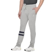 1 - Fitinc Cotton Double Strip Designed Trackpant with Both Side Zipper,  Grey  Small 