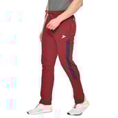 1 - Fitinc Side Striped Cotton Trackpant with Both Side Zipper Pockets,  Wine  Medium 