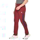 1 - Fitinc Side Striped Cotton Trackpant with Both Side Zipper Pockets,  Wine  XXL 