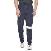 2 - Fitinc White Striped Cotton Trackpant with Both Side Zipper,  Navy Blue  Medium 