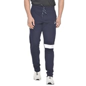 2 - Fitinc White Striped Cotton Trackpant with Both Side Zipper,  Navy Blue  XL 