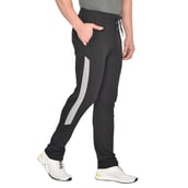 2 - Fitinc Side Striped Cotton Trackpant with Both Side Zipper Pockets,  Black  XXL 