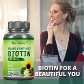 1 - Nutrainix Organic & Plant-Based Biotin,  120 capsules  Natural 