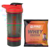 1 - Pro Nutrition & Fitness Shaker with 100% Whey Isolate Protein Cookies & Cream,  Red  500 ml 