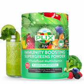 1 - Plix Immunity Boosting Supergreens Powder,  Lemon (Pack of 2)  0.44 lb 