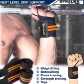 2 - Strauss WL Cotton Wrist Support (Pack of 2),  Black & Orange  Free Size 