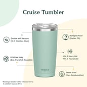 2 - VAHDAM Cruise Stainless Steel Tumbler,  Mint Green  590 ml 