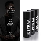 2 - Ustraa Black Deodorant Body Spray (Pack of 3), 150 ml for Men