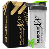 1 - MuscleXP Fit XP Blender Gym Shaker,  Transparent & Green  700 ml 