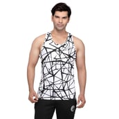 Omtex Sublimated Gym Tank,  Criss Cross White  XL 