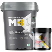 MuscleBlaze Biozyme Performance Whey 4kg Rich Chocolate & PRE Workout 200 Xtreme Fruit Punch Combo
