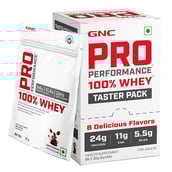 1 - GNC Pro Performance 100% Whey Protein,  8 sachets/pack  Assorted 