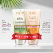 2 - VLCC Tulsi Acne Clear Face Wash + Orange Oil Pore Cleansing Face Wash, 150 ml Buy 1 Get 1 Free