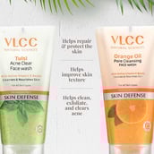 4 - VLCC Tulsi Acne Clear Face Wash + Orange Oil Pore Cleansing Face Wash, 150 ml Buy 1 Get 1 Free