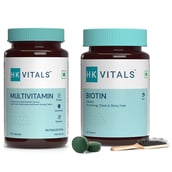 HealthKart HK Vitals Multivitamin with Multimineral,Taurine & Ginseng Extract & HK Vitals Biotin Combo