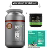 9 - Isopure Low Carb 4.41 lb & Optimum Nutrition Micronised Creatine 250g Combo India,  2 Piece(s)/Pack  Dutch Chocolate + Unflavoured 