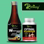 4 - Riffway Weight Gain Syrup 200 ml & Optimal Grow Weight 30 Capsules Combo,  2 Piece(s)/Pack  Unflavoured 