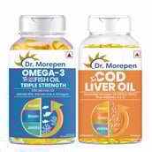 1 - Dr. Morepen Omega-3 Fish Oil 60 Softgels & Cod Liver Oil 100 Softgels Combo,  2 Piece(s)/Pack 