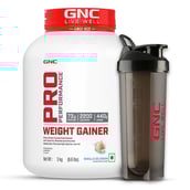 1 - GNC Pro Performance Weight Gainer & Black Plastic Shaker 750ml Combo,  6.6 lb  Vanilla Ice Cream 