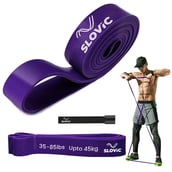 1 - SLOVIC Fitness Resistance Band 42 inch Loop with Door Anchors, Purple 75-105 lbs