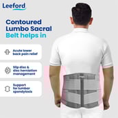 2 - Leeford Contoured Lumbo Sacral Belt with Spica for Back Support,  Grey  Large 