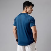 4 - MuscleBlaze Active Tee Half Sleeve,  Teal Blue  Large