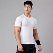5 - MuscleBlaze Compression Muscle Tee Half Sleeve,  Polar White  Medium