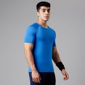 5 - MuscleBlaze Compression Muscle Tee Half Sleeve,  Superman Blue  Medium
